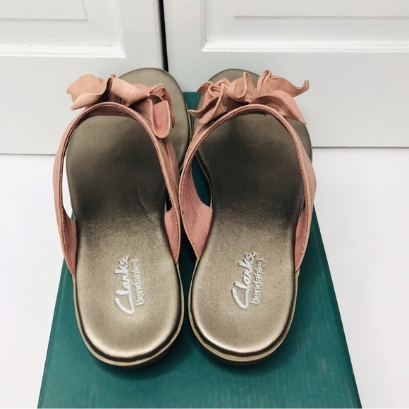 CLARKS Pink Dusk Bamboo Thong Sandals Size 9 - Picture 4 of 8